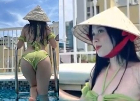 Nằm trong bể bơi, Cao Thanh Tuyền đang bú cu